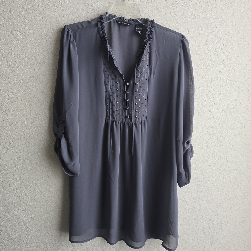 New York & Company Charcoal Blouse
